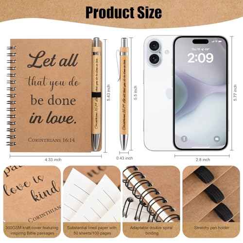 10 Pcs/5 Set of Christian Gifts Spiral Notebooks Bulk Journals with Christian Pens Prayer Journal Christian Journal for Women and Men, Perfect Home Gifts