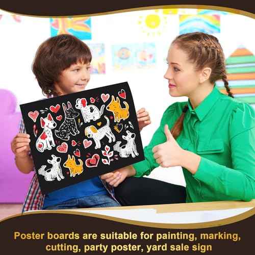 10 Pcs Black Poster Board Paper 11x14, ROOKEA Vision Boards Posterboard Bulk for School Projects Classroom Arts Craft Presentations Drawing Scrapbooking Blank Graphic Display