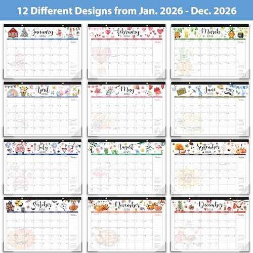2026 Desk Calendar, 12 Months Desk Calendar 2026, January 2026 - December 2026, 17" x 12", with Large Ruled Blocks for Planning