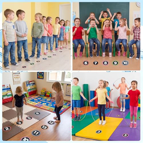 WSICSE 36 Black Classroom Floor Line Up Spots with Arrows, 4x4 Inches