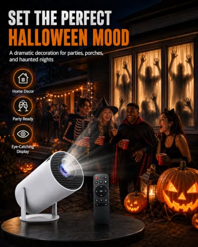 720P Halloween Window Projector with 180° Rotating Lens and Screen Mirroring