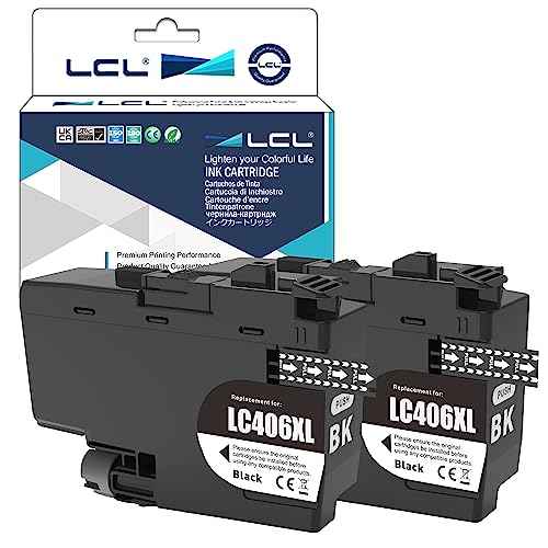 LCL LC406XL Black Ink Cartridges Replacement for Brother LC406XL LC406 C406XLBK High Yield for MFC-J4335DW MFC-J4345DW MFC-J4535DW MFC-J5855DW MFC-J5955DW MFC-J6555DW MFC-J6955DW Printer (2PK)
