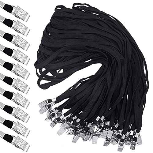 Hoolerry 300 Pcs Lanyards Clips Bulk for ID Name Badge Holder Lanyards Flat with Swivel Hook for Office School(Black)