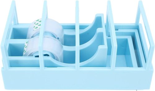 Tape Zoomie Dispenser for Wrapping, Portable Foldable Double Roll Tape Dispenser Assistant, Multi Roll Ribbon Cutter Machine or Packaging, Crafting, Wrapping Presents, Strong & Sturdy (Blue)
