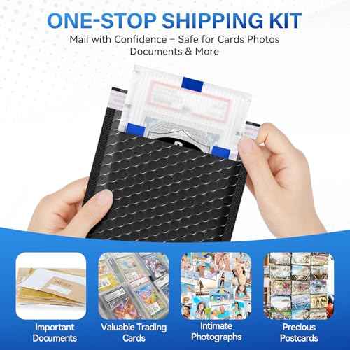 Trading Card Shipping Kit, Includes 100 4'' x 6'' Graded Card Shipping Protectors, 50 6'' x 8.7'' Envelope Bubble Mailers, 20M Painter¡¯s Tape, 50 Cellophane Bags, PSA BGS CGC Slabs & Raw