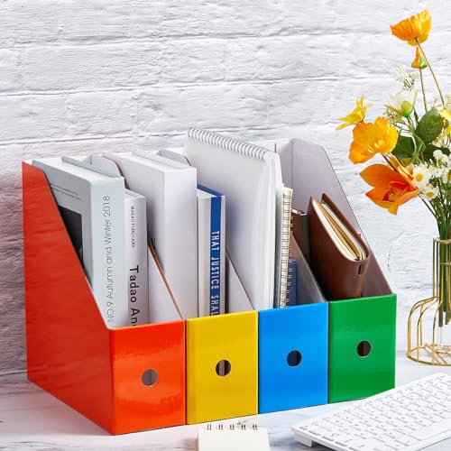 Thenshop 24 Pcs Magazine File Holders Classic Colorful – Kraft Cardboard Desk Organizers