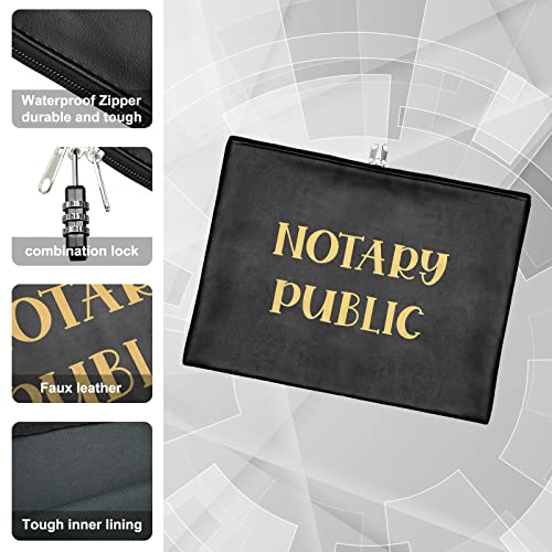 Spakon 1 Pcs Notary Bag with Lock 13 x 10.6 in Leather Security Case (Variation: 1)