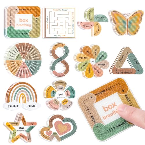 Calm Strips for Anxiety Sensory Stickers, 36Pcs 2 Textured for Mood Calming, Breathing Mindfulness Fidget Sticker for Kids, Anxiety Relief at Office & Classroom Desk