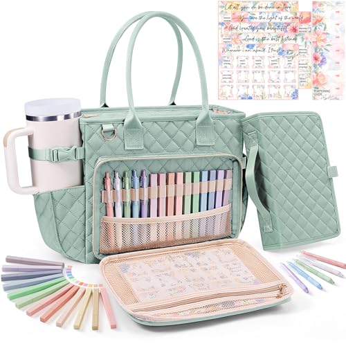 FLOE Sage Green Large Bible Bag with Cover Case for Women - Church Tote