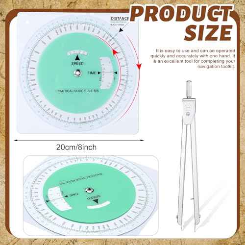 3 Pcs Marine Navigation Kit, Basic Navigation Set Include 18" Marine Parallel Ruler with Clear Scales, 8" Diameter Nautical Plotter Protractor, 6" Fixed Point Divider for Boat Accessories