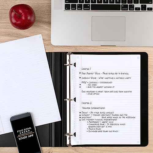 Five Star Loose Leaf Paper + Study App, 6 Pack, Notebook Paper, College Ruled Filler Paper, Reinforced, Fights Ink Bleed, 8.5 x 11, 80 Sheets per Pack (170025)