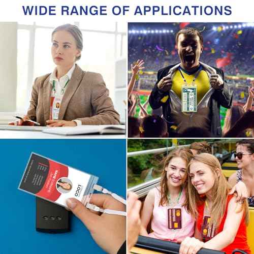Patelai 120 Pcs Extra Large 4 x 8 Inch ID Badge Holders with Lanyard Bulk Clear Ticket Event Credential Badge Holders Waterproof ID Protector Sleeves for School Office Sporting Events Concert