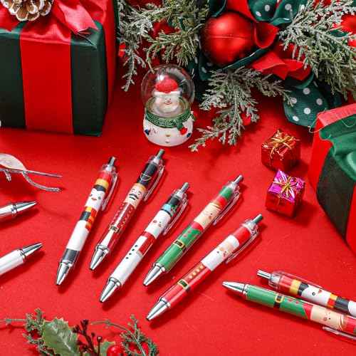 Tenceur 100 Pcs Christmas Pens Christmas Novelty Pens Bulk Xmas Ballpoint Pen Rollerball Pen Xmas Gift for School Office Home Supplies(Cute Colors,Cartoon Figure)