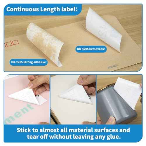 MarkDomain Paper Label Replace Brother Removable DK-4205 DK4205 Continous Label Roll for QL serise Printer QL 800 QL820nwb 2.4" x 100', Black on White, 5 Paper Rolls + 1 Frame