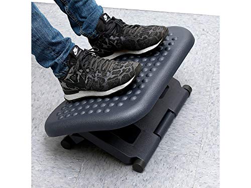 Mind Reader Adjustable Ergonomic Foot Rest – Under Desk, 3.25-6.25 in, Black, 17 x 13 in (Single)