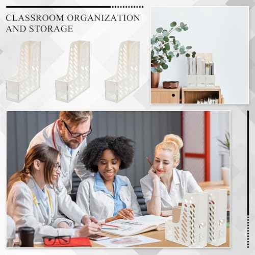 Glenmal 12 Pack Magazine Organizers Binder Organizer for Desk Plastic Vertical File Holder Magazine Racks Desk Accessories for Office, Home, or School (White)