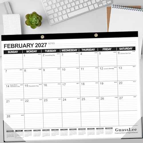 GuassLee Large Desk Calendar 2026, 3 Packs, 18 Months from Jan. 2026 to Jun. 2027, 22" x 17" Desk/Wall Calendar Hanging Planner with Julian Date, Notes, Corner Protectors for School Home Office