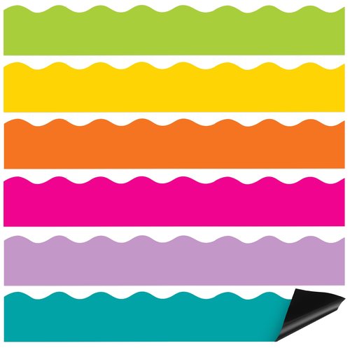 Tenceur 162 Pcs Magnetic Bulletin Board Borders for Classroom Bulletin Boarder Trim for Whiteboard Decorations Scalloped Trim Colorful Office Home Use Spring Summer Decor(Rainbow Color)