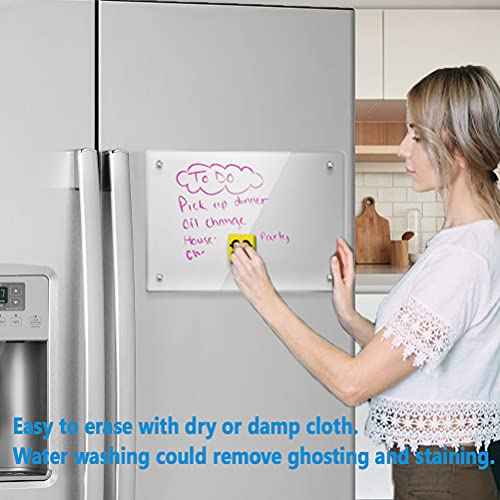 Acrylic Note Board Refrigerator Dry Erase Board Magnetic Clear 15¡±x11 Includes 4 Dry Erase Markers