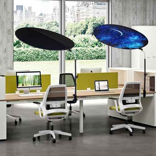Office Cubicle and Desk Shade - Foldable 36" Circular Shading, Light-Proof Desk Canopy£¬Light Shade with Clamp and Rotatable Rod, Designed for Light Sensitive Workers