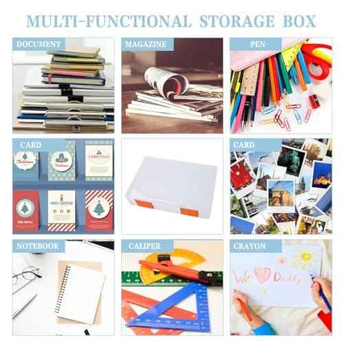 12 Pcs Clear A4 A5 File Box Document Plastic Storage Box with 48 Labels File Holder Organizer Paper Plastic Case Magazine Protector with Buckle Office School Supplies