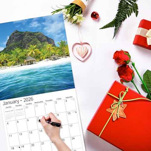 2026 Wall Calendar,Calendar 2026, November 2025 - December 2026, Wall Calendar Tropical Beaches, 12" x 24" Opened,Full Page Months Thick & Sturdy Paper for Calendar Organizing & Planning