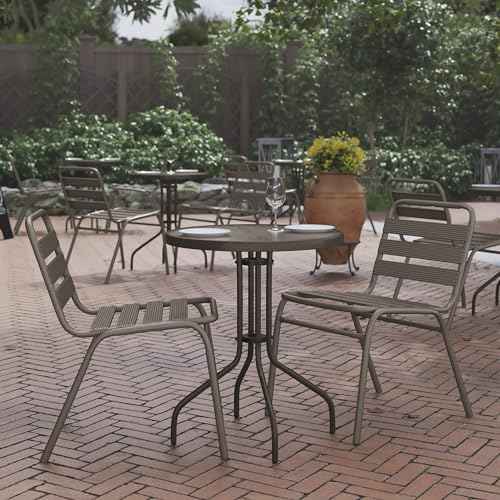 Flash Furniture Bellamy 23.75'' Round Tempered Glass Metal Table, Bronze