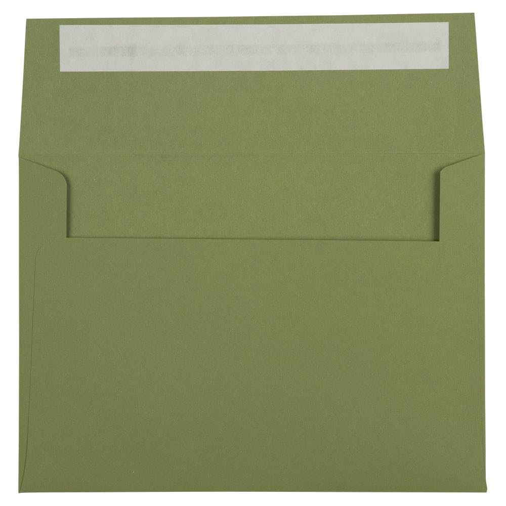 LUXPaper A7 Invitation Envelopes | Peel & Press | 5 1/4" x 7 1/4" | Olive Green | 70lb. Text | 50 Qty