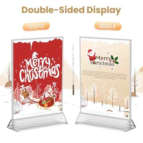8X10 Sliver Picture Frames Acrylic Sign Holder Double-Sided 8X10 Sliver Frames for Menu Holder Wedding Table Number Holder Christmas Photo Frames with Clear Sticky Dots -6 Pack