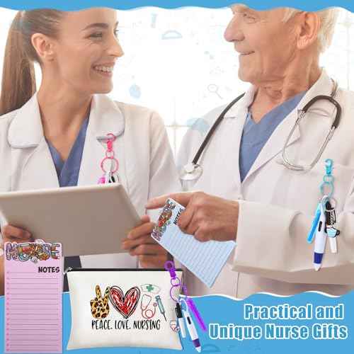 48 Pcs Nurse Appreciation Gifts Bulk 2025 Nurse Week Gift Badge Reel Pens Canvas Bags Notebooks Keychains Thank You Present for Women Nursing Students