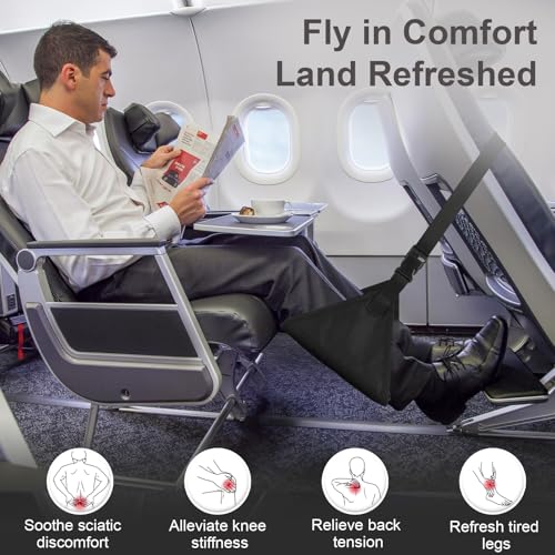 Foot Hammock for Plane Travel with Memory Foam — Upgraded Airplane Foot Rest