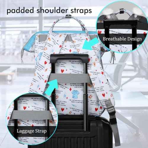Gatycallaty Nurse Backpack for Women Nursing Laptop Bag Travel Work Gifts Bookbag Office Outdoor Large Capacity (White, 15.6 inches)