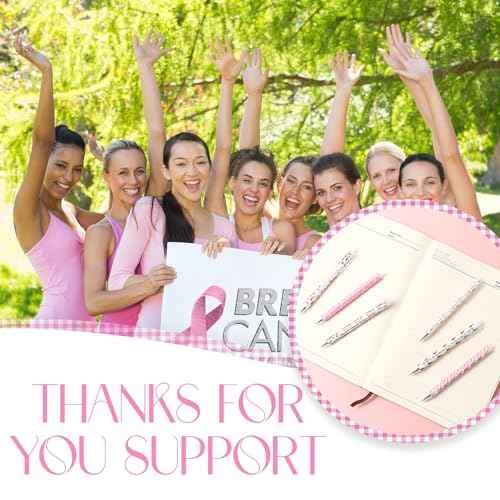 300 Pcs Breast Cancer Awareness Pink Ribbon Week Ballpoint Pen for Women Inspirational Butterfly Rainbow Printed Pens Breast Cancer Survivors Prevention Event Business Charity Party Favor