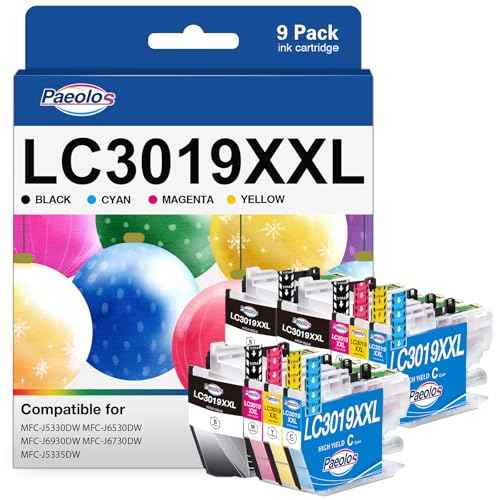 Paeolos LC3019XXL Ink Cartridges Replacement for Brother LC3019 XXL Ink Cartridges for Brother MFC-J5330DW MFC-J6530DW MFC-J6930DW MFC-J6730DW Printers (9-Pack, 3BK/2C/2M/2Y)