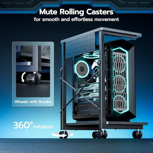 ARES WING Height Adjustable Computer Tower Stand 21.7–33.5 in, 88 lb per Shelf