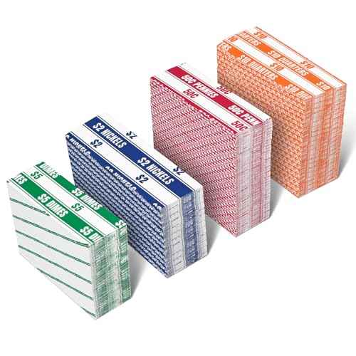 THEBLUETOUCH White Kraft Flat Coin Wrappers - 600 Assorted (200Pennies, 200Quarters, 100Nickels, 100Dimes) - Coin Roll Wrappers for All Coins
