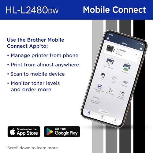 Brother HL-L2480DW Wireless Compact Monochrome Multi-Function Laser Printer with Copy and Scan, Duplex, Mobile, Black & White | Includes Refresh Subscription Trial(1), Works with Alexa
