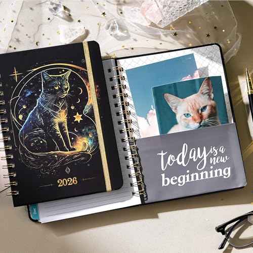 2026 Planner - 2026 Planner Weekly and Monthly, Planner 2026 with Tabs, Jan. 2026 - Dec. 2026, 2026 Calendar Monthly Planner, 8.4" x 6.3", Back Pocket + Thick Paper + Twin-Wire Binding - Cat Planner
