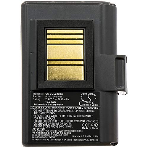 Gmmhhs Replacement Battery for Zebra QLN220, QLn220HC, QLN320, QLn320HC, ZQ500, ZQ510, ZQ520, ZQ521, ZQ610, ZQ610HC, ZQ620, ZQ620HC, ZR628, ZR638, P/N: P1023901, P1023901-LF 2600mAh/7.4V