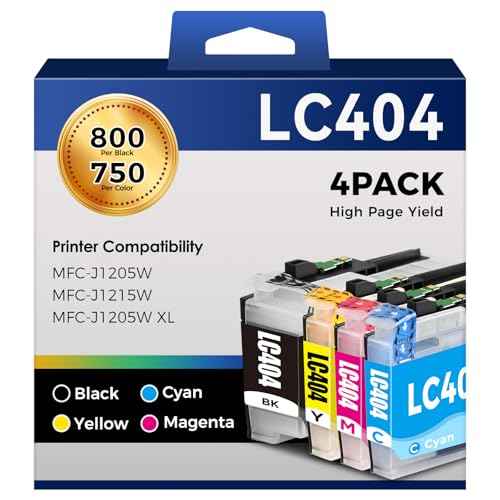 MFC-J1205W LC404 LC404XL Ink Cartridges Compatible Replacement for Brother Printer 404XL LC 404 for MFC-J1205W MFC-J1215W MFC J1205W J1215W - 4 Pack Black Cyan Magenta Yellow