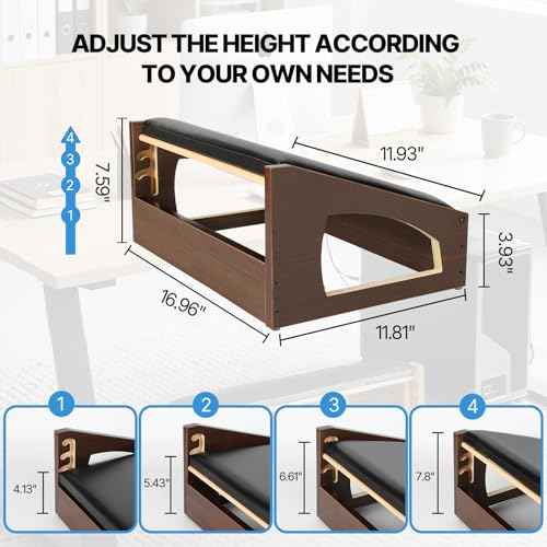 Ergonomic Foot Rest, 4 Adjustable Height Foot Stool,Footrest Under Desk£¬ Soft Cushions, Foot Rest Office,Improving Posture, Promoting Blood Circulation£¨Espresso£©