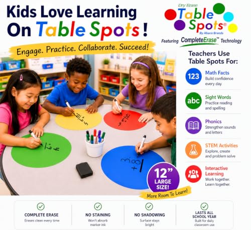 10 Pack Large Dry Erase Wall Stickers for Teachers - No Staining or Shadowing