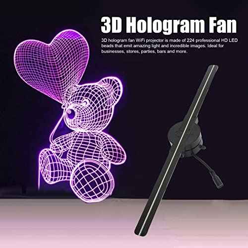 16.5In 3D Hologram Fan WiFi Projector with 224 LED Beads, 2000x224 Resolution, Borderless Images, Custom Editing Multiple Controls for Store Advertising, Parties, Halloween (s)