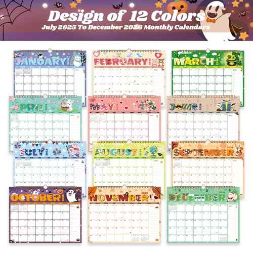 2025-2026 Wall Calendar, Calendar 2025-2026, 18 Month Calendar July 2025 - December 2026, 14.8" X 11.5", Calendar with Twin-Wire Binding, Hanging Hook and Julian Dates (Seasonal Designs)