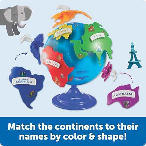 Learning Resources Puzzle Globe - Earth Montessori Toys, Preschool Classroom Must Haves, STEM World Puzzles , Educational Geography Games, Fine Motor Skills, Gifts for Boys and Girls