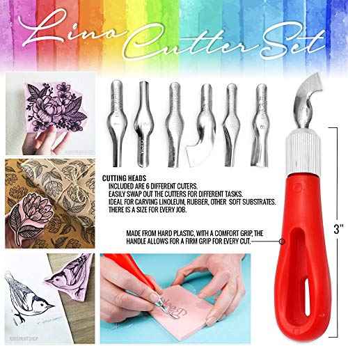 Rubber Block Stamp Carving Blocks Stamp Making Kit with Cutter Tools, 12-Pack Carving Rubber Stamps for Printmaking, Printing and More