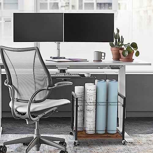 Blueprint Storage Rack Cart,12 Slots Blueprint Holder with Wheels to Storage Poster Architectural Construction Plan Wrapping Paper,Metal Mobile Roll Paper Organizer