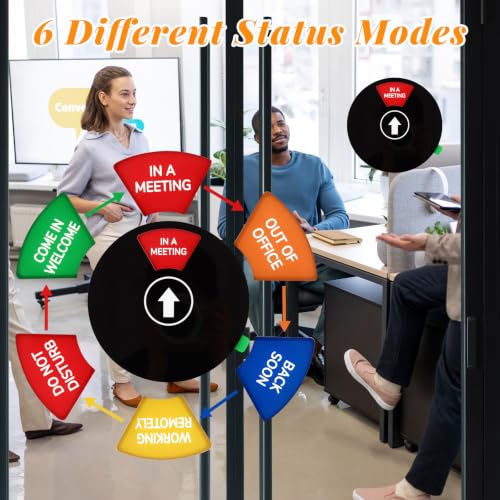WATMTIN Black Rotating Office Door Sign with 6 Status Options - 6 Inch Privacy Sign