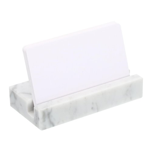 PATIKIL Business Card Holder for Desk, 2 Pack Marble Business Card Holders Stone Card Stand Organizer Cards Display for Office Exhibition, White