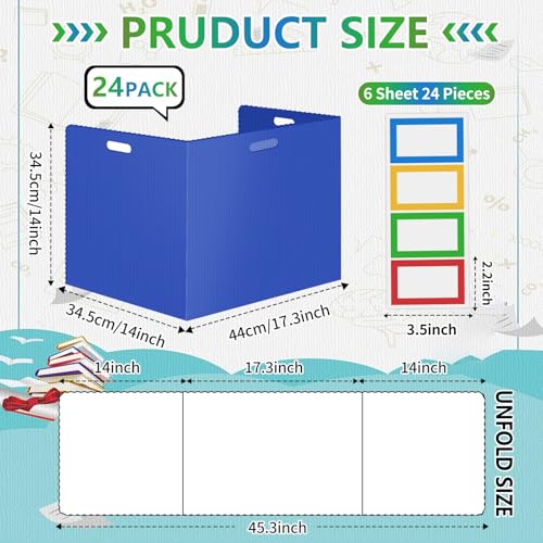 ZSMKJIAYE 24 Pcs Muticolored Desk Dividers, Foldable Privacy Panels for Students (17.3x14 in / 14x13.5 in) Classroom